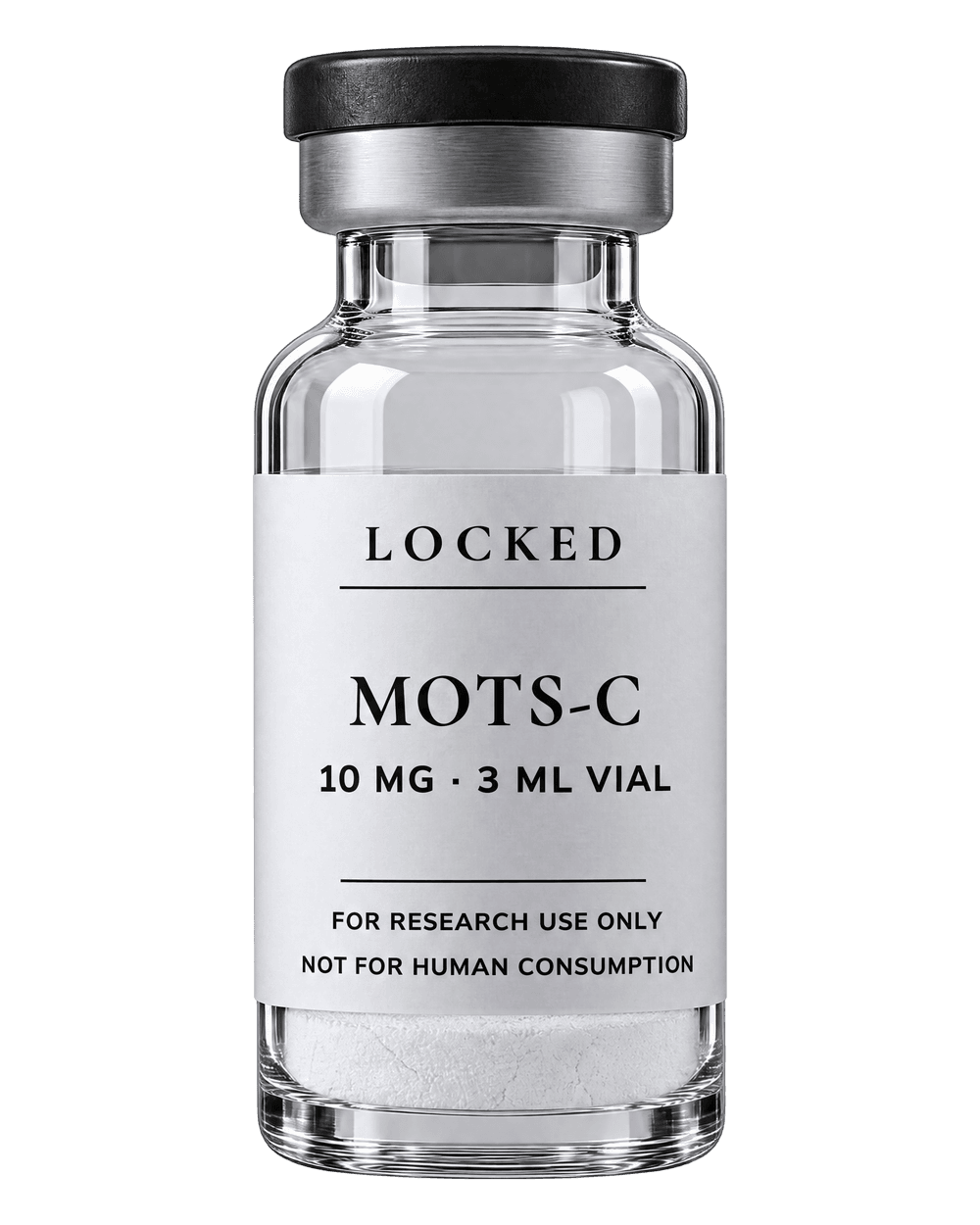 MOTS-C 10 mg in a sealed clear glass Locked vial